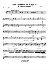 Peer Gynt Suite No.1 - Clarinet in Bb 1 (Transposed Part)