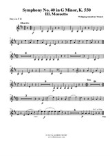 Symphony No.40, Movement III - Horn in F 2 (Transposed Part)