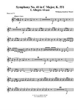 Symphony No.41, Movement I - Horn in F 1 (Transposed Part)