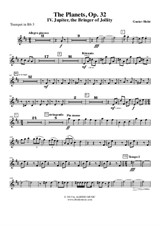 The Planets, IV. Jupiter, the Bringer of Jollity - Trumpet in Bb 3 (Transposed Part)