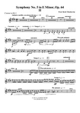 Symphony No.5, Movement II - Clarinet in Bb 2 (Transposed Part)