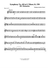 Symphony No.40, Movement III - Horn in F 1 (Transposed Part)