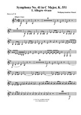Symphony No.41, Movement I - Horn in F 2 (Transposed Part)