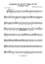 Symphony No.41, Movement I - Trumpet in Bb 2 (Transposed Part)