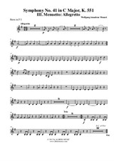 Symphony No.41, Movement III - Horn in F 1 (Transposed Part)