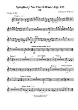 Symphony No.9, Movement IV - Clarinet in Bb 1 (Transposed Part)