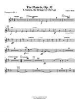 The Planets, V. Saturn, the Bringer of Old Age - Trumpet in Bb 4 (Transposed Part)