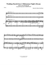 Mendelssohn Wedding March from A Midsummer Night's Dream for Piano Trio (Violin, Cello, Piano)