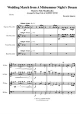 Mendelssohn Wedding March from A Midsummer Night's Dream for Recorder Quartet