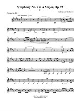 Symphony No.7, Movement I - Clarinet in Bb 1 (Transposed Part)